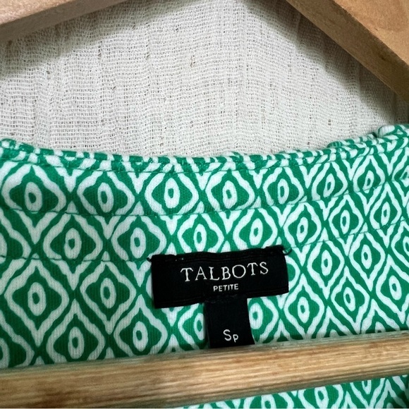 TALBOTS green & white print cotton midi dress SP - Picture 4 of 5